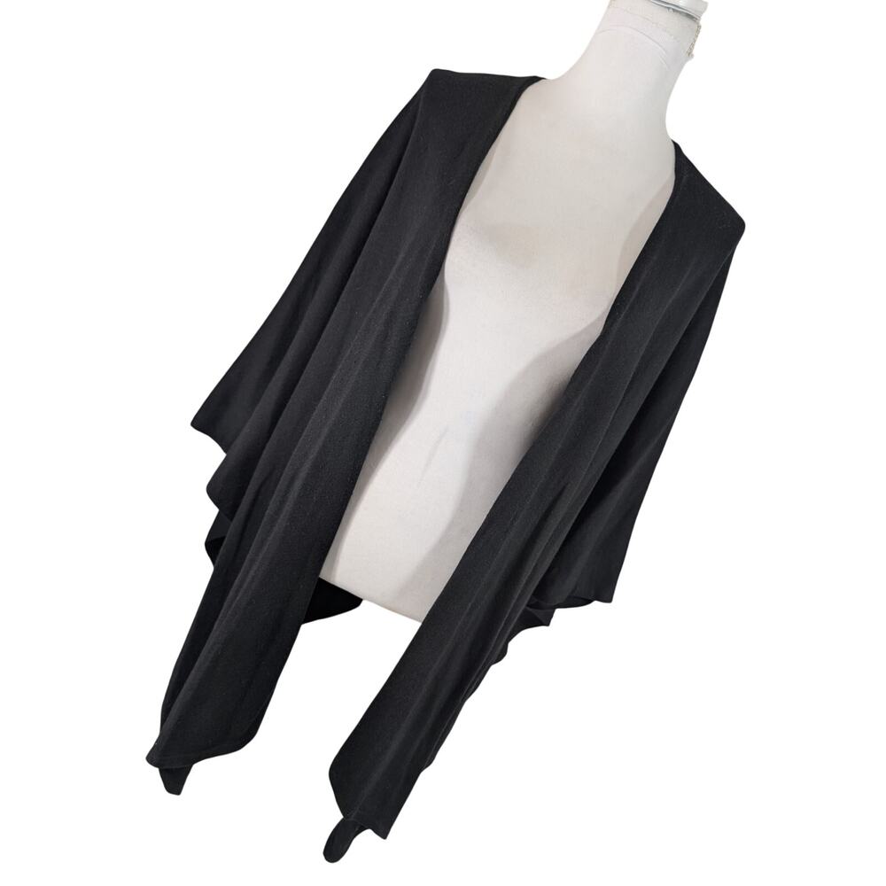 LOFT! RICH, SATURATED BLACK, FINELY KNIT OPEN FRONT CAPE STYLE SWEATER! ONE SIZE